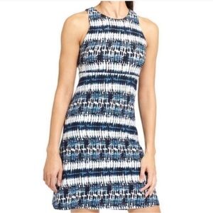 Stylish Sleeveless Blue and White Mini Dress
